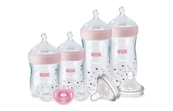 NUK Simply Natural Baby Bottles with SafeTemp Gift Set - Pink