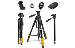 Kodak PhotoGear 2-in-1 Camera Tripod & Monopod with 70” 4-Section Flip-Lock Tripod & Remote