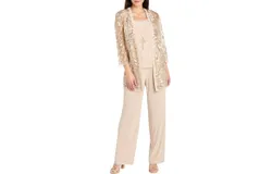 R&m Richards 3-Piece Evening Pant Set In Gold