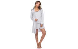 Women&apos;s 3 Piece Striped Pajama & Robe Set