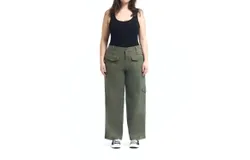 1822 Denim Kasey Wide Leg Cargo Pants - Plus In Military Green