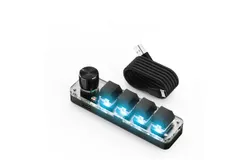 4 Keys 1 Knob Bluetooth Customizable Keyboard with RGB Colorful Backlight One Key Copy Paste Mini Keyboard