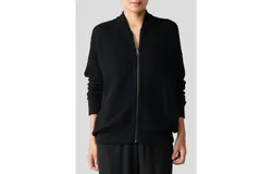 Eileen Fisher Bomber Cardigan In Black