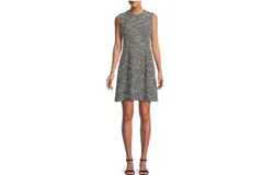 Calvin Klein Tweed Sheath Dress In Black&comma; White