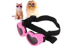 Dog Sunglasses&comma; UV Protection&comma; Dog Sunglasses with Adjustable Straps&comma; Waterproof&comma; Windproof&comma; Anti-Fog&comma; HD Lenses&comma; Puppy Heart Pet Sunglasses &lpar;Pink&rpar;