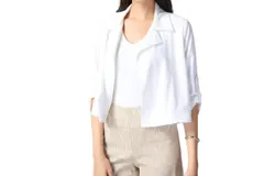 Joseph Ribkoff Cropped Rolled Tab Top In Vanilla