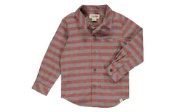 Me & Henry Atwood Boys Woven Long Sleeve Shirt - Select Size In Grey & Rust Plaid