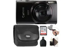 Canon Powershot IXY 650 &sol; ELPH 360 20&period;2MP Point and Shoot Digital Camera Black &plus; Vivitar Small Camera Case &plus; 32GB Transcend SDHC Card &plus; Card Reader &plus; Vivitar Pistol Grip Tabletop Tripod for Canon Nikon Sony Pentax Panasonic Camera &plus; Cleaning Kit