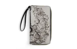 Vintage Guitar With Wings Wallet for Womens PU Leather Zip Around Wallers Clutch Wristlet Travel Long Purse
