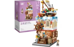 Mini City Shop Street View Building Blocks Model Set&comma;Simulation Architecture Collection Particle Construction Building Bricks Toy&comma;Home Decoration