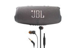 JBL Charge 5 Portable Bluetooth Waterproof Speaker &lpar;Gray&rpar; &plus; JBL T110 Headphones