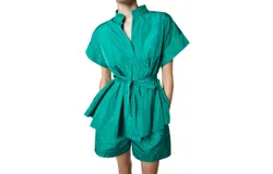 Saint Art Sienna Taffeta Blouse In Jade  Green