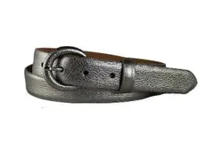 W&period; Kleinberg Silver Metallic Skinny Belt In Silver