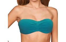 Zali Center Ruched Bandeau Bikini Top In Peacock