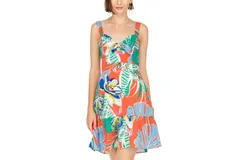 Jade Front Tie Fitted Sundress In Primary Forest