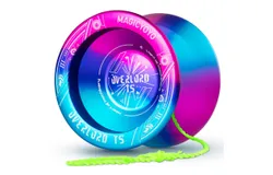 Yoyo Professional Unresponsive Yoyo T5 Plus Overlord&comma; Aluminum Alloy Metal Yo yo&comma; Enter Level Trick yoyo for Beginner&comma; Pro Yoyo with 6 Yoyo Strings&comma; Yo-Yo Bag&comma; Glove &lpar;Blue Pink Gradient &rpar;