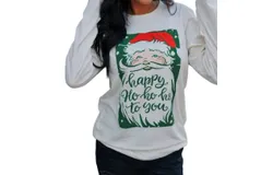 Small Town Society Happy Ho Ho Ho Long Sleeve Top In Cream