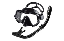 Greatever Snorkel Set Pano 3 Window Snorkel Mask Adult-Black