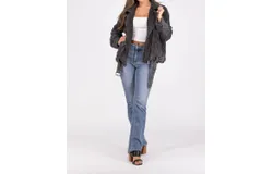 Oli & Hali Push Through Asymmetrical Zip Moto Jacket In Black