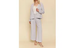 Mystree Double Buttoned Blazer & Wide Leg Pants Set In Lilac Grey