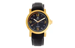 Shield Berge Leather-Band Men&apos;s Diver Watch - Gold&sol;Black