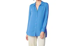 Current Air Spread Collar Button Down Shirt In Azure Blue