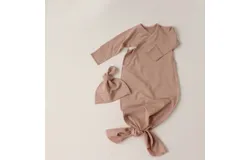 Peekaboo Kids&apos; Jersey Kimono Gown Set In Dusty Peach