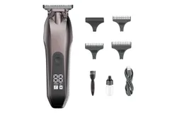 Men&apos;s Hair Clipper&comma; Hair Clipper Professional Electric Trimmer with LED Screen Washable Rechargeable Men&apos;s Strong Steel Head &lpar;Color&colon; Gray&rpar;