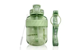 Bottled Joy Kids Water Bottle, 37oz Water Bottle Flip-top Lid and Handle Strap, Kids Water Bottle with Straw, Leakproof BPA Free Sports Water Bottle for Outdoor Indoor Sports Toys Gift (Green)
