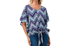 Vava Ayla Top In Blue Chevron