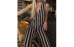 Show Me Your Mumu Vicky Vest Top In Sepia Stripe