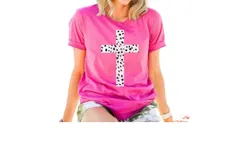 She Shed Spotted Cross Tee In Pink