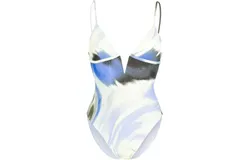 Simkhai Women One Piece Swimsuit Maelle V-Neck Pull On Marina Blue Print