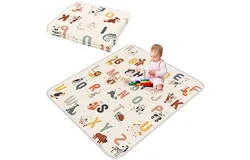 Woodland Animal Baby Play Mat Washable Splat Mat Anti Slip Baby Crawling Mat Portable Foldable Playmat for Toddlers Infants Indoor Outdoor Activities