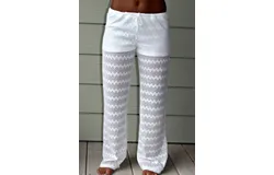 Honey Punch Chevron Knit Pants In White