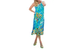 Dolcezza Big Angel Fish Mosaic Midi Dress In Blue