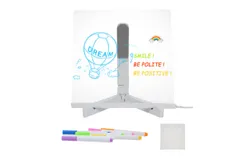 Acrylic Dry Erase Board with Light 20x20cm Writing Board for Desktop Note Memo Whiteboard Notepad Reusable LED Letter Massage Boards for Personal Creative Use with 7 Colors Pen for Office School Home
