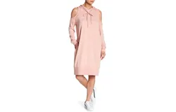 Puma En Pointe Cold Shoulder Sweatshirt Logo Pullover Dress In Pink