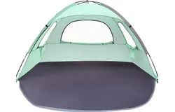 Beach Tent Sun Shelter&comma; Beach Shade Tent with UPF 50&plus; UV Protection for 2-3 Person&comma; Portable & Easy Setup Cabana Beach Tent&comma; 3 Roll Up Doors & 8mm Fiberglass Rods&comma; Carry Bag Included-green 260&ast;165&ast;150CM