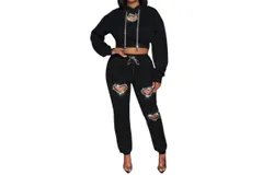 Sunny Story Trading Karlie Heart Cutout Crop Top & Jogger Set In Black