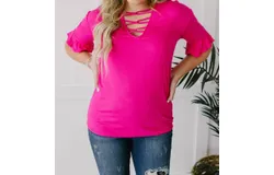 143 Story Crossing Wires Top In Fuchsia