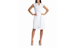 Nicole Miller Vivienne Crepe Sleeveless Coat Dress In Brilliant White