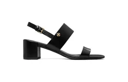 Tory Burch Women&apos;s Double T Heel Sandals 50mm&comma; Perfect Black&sol;Perfect Black