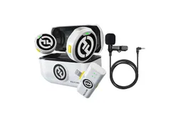 Hollyland LARK M2 DUO 2-Person Wireless Microphone System for iPhone 16 15 14 13 Pro &sol; Max &lpar;2&period;4 GHz&comma; Ivory White&rpar; &plus; Hollyland Lavalier Microphone&colon; Omni Sound&comma; Wide Compatibility &lpar;3&period;5mm&rpar;
