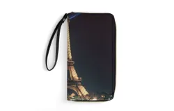 Eiffel Tower Wallet for Womens PU Leather Zip Around Wallers Clutch Wristlet Travel Long Purse
