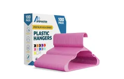 Plastic Clothes Hangers – Heavy Duty Hanger Set&comma; for Organizing Clothes&comma; Dresses&comma; and Coat&comma; Holds Up to 5 lbs&comma; Space-Saving Hangers with Non-Slip Shoulder Grooves&comma; Pack of 100&comma; Pink