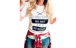 She Shed He Only Loves His Bat And His Momma Tee In White