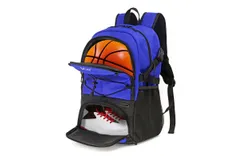 Soccer Bag-Soccer Backpack&Backpack for&Football Volleyball& Basketball&comma;with Ball Compartment and Training Package  17&period;7"&ast;12&period;6" 32L BLUE