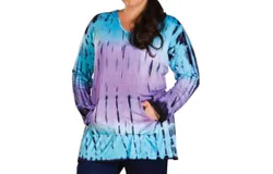 On The Plus Side Cala Tie-Dye Hooded Top - Plus In Blue