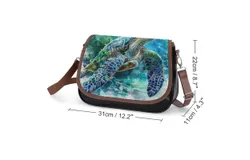 Wildlife Art Turtle Vintage Crossbody Bag for Women Medium Leather Hobo Bags Shoulder Bag Classic City Leather Satchels